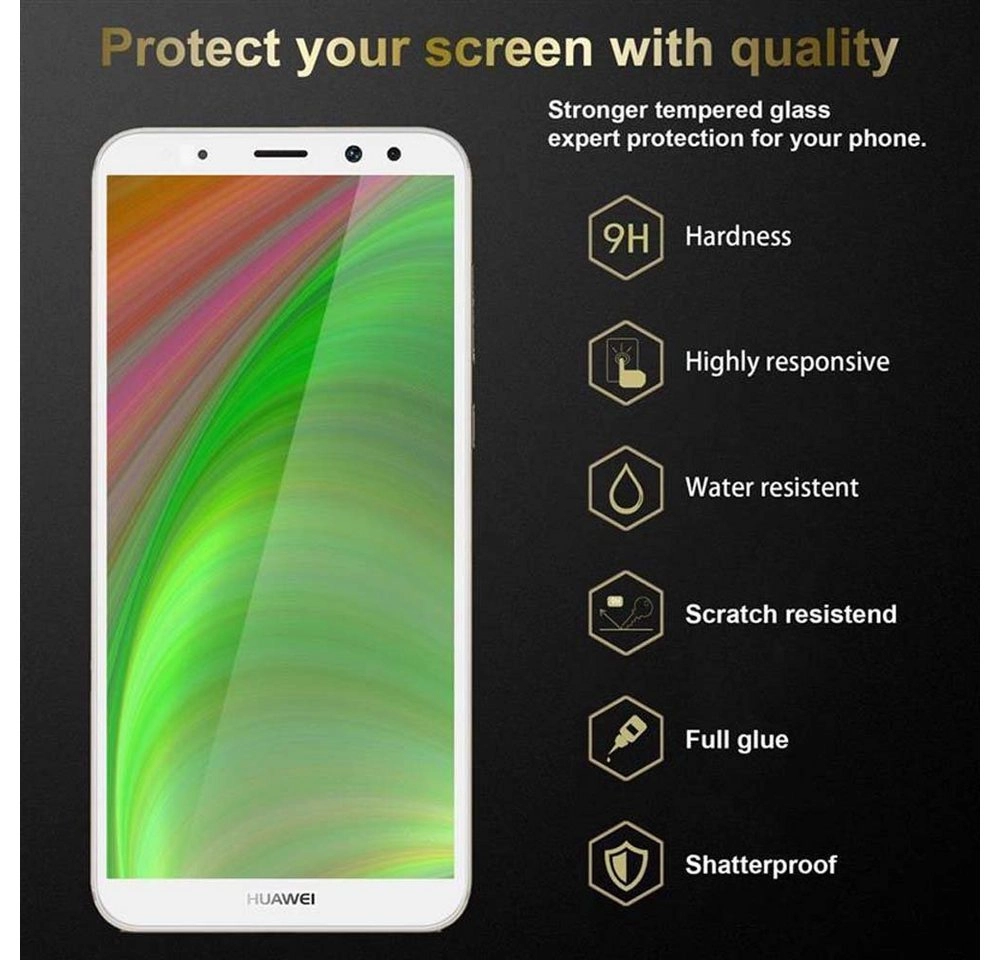 Cadorabo 3x Vollbild Panzer Folie für Huawei MATE 10 LITE Schutzfolie in TRANSPARENT mit WEISS 3er Pack Gehärtetes (Tempered) Display-Schutzglas in 9H Härte mit 3D Touch
