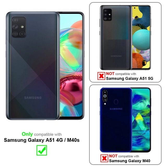 Cadorabo 3x Vollbild Panzer Folie für Samsung Galaxy A51 Schutzfolie in TRANSPARENT mit SCHWARZ 3er Pack Gehärtetes (Tempered) Display-Schutzglas in 9H Härte mit 3D Touch