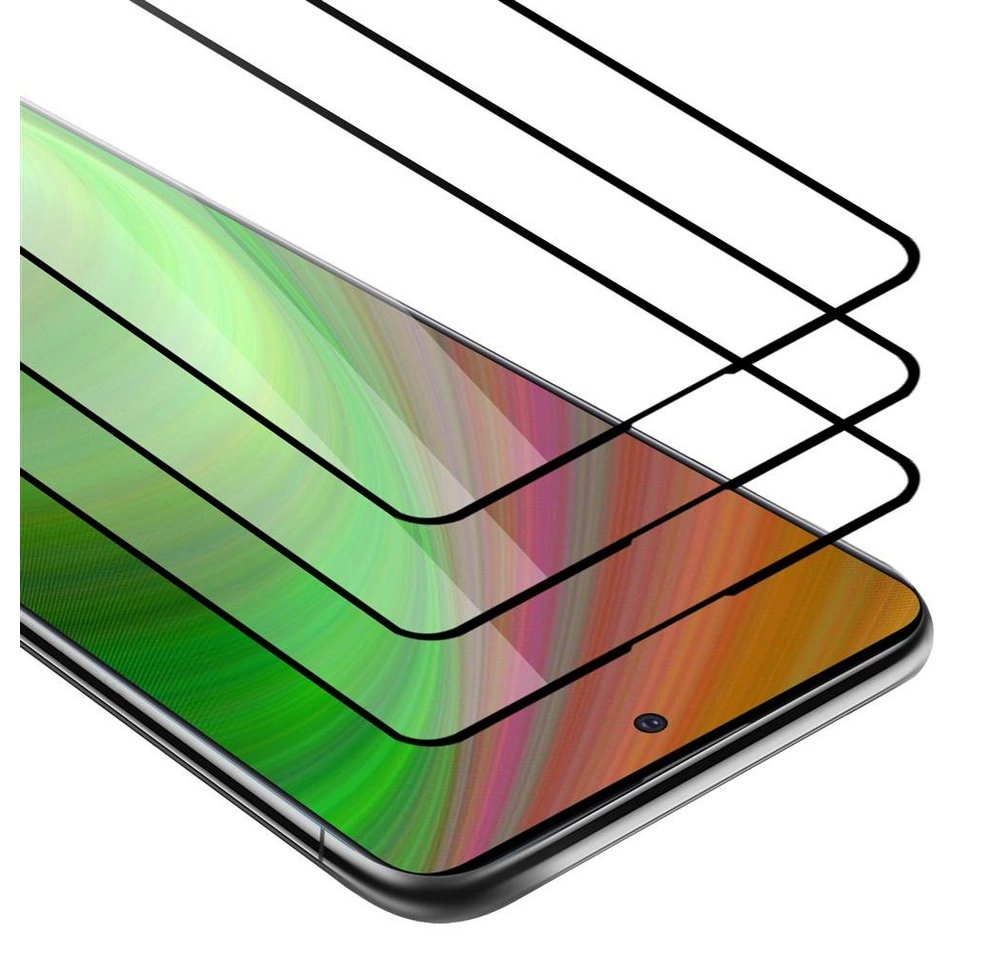 Cadorabo 3x Vollbild Panzer Folie für Samsung Galaxy A51 Schutzfolie in TRANSPARENT mit SCHWARZ 3er Pack Gehärtetes (Tempered) Display-Schutzglas in 9H Härte mit 3D Touch
