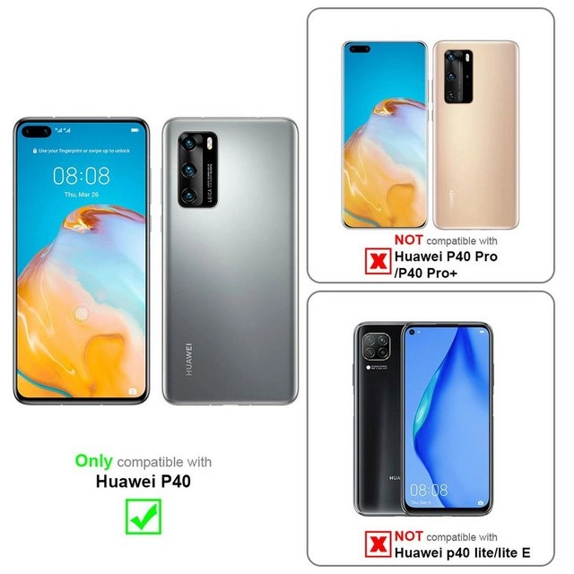 Cadorabo Vollbild Panzer Folie für Huawei P40 Schutzfolie in TRANSPARENT mit SCHWARZ Gehärtetes (Tempered) Display-Schutzglas in 9H Härte mit 3D Touch