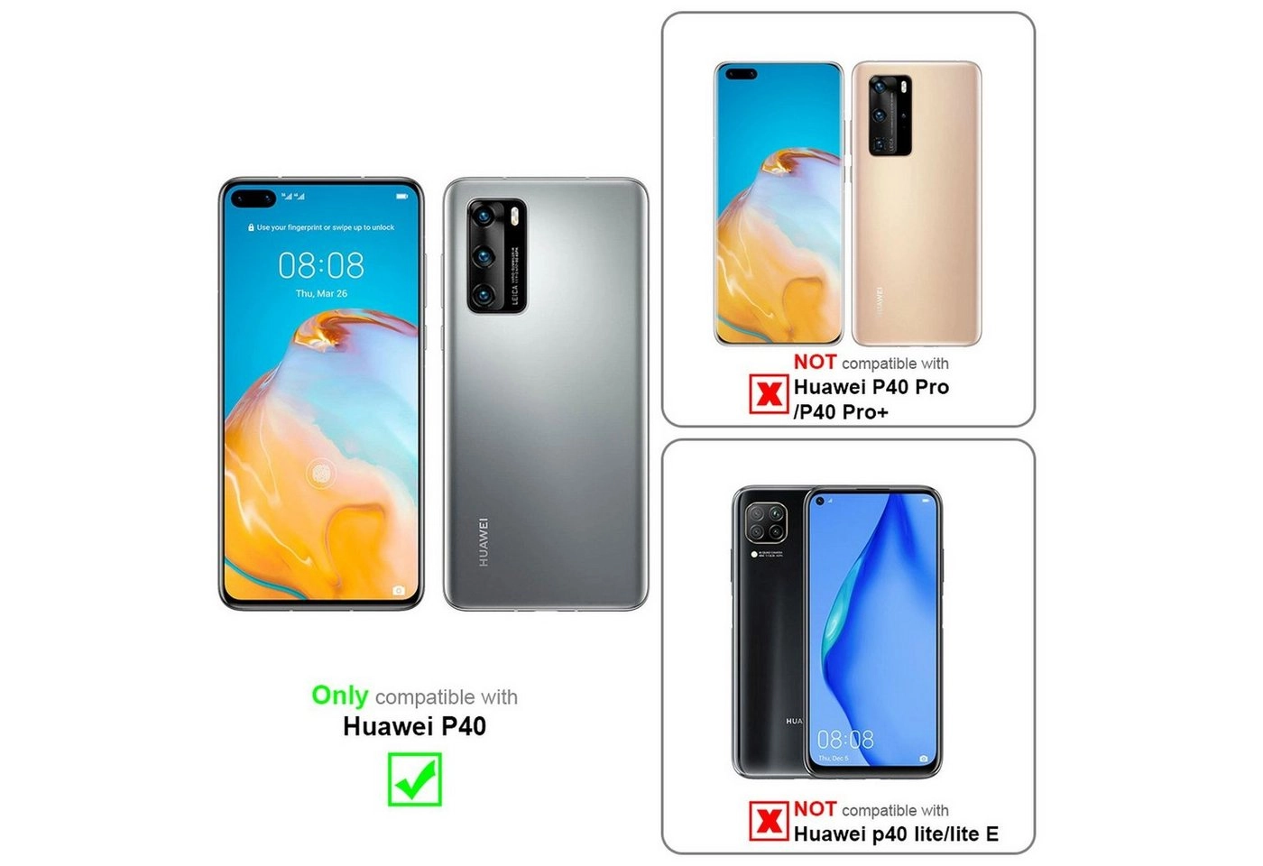 Cadorabo Vollbild Panzer Folie für Huawei P40 Schutzfolie in TRANSPARENT mit SCHWARZ Gehärtetes (Tempered) Display-Schutzglas in 9H Härte mit 3D Touch