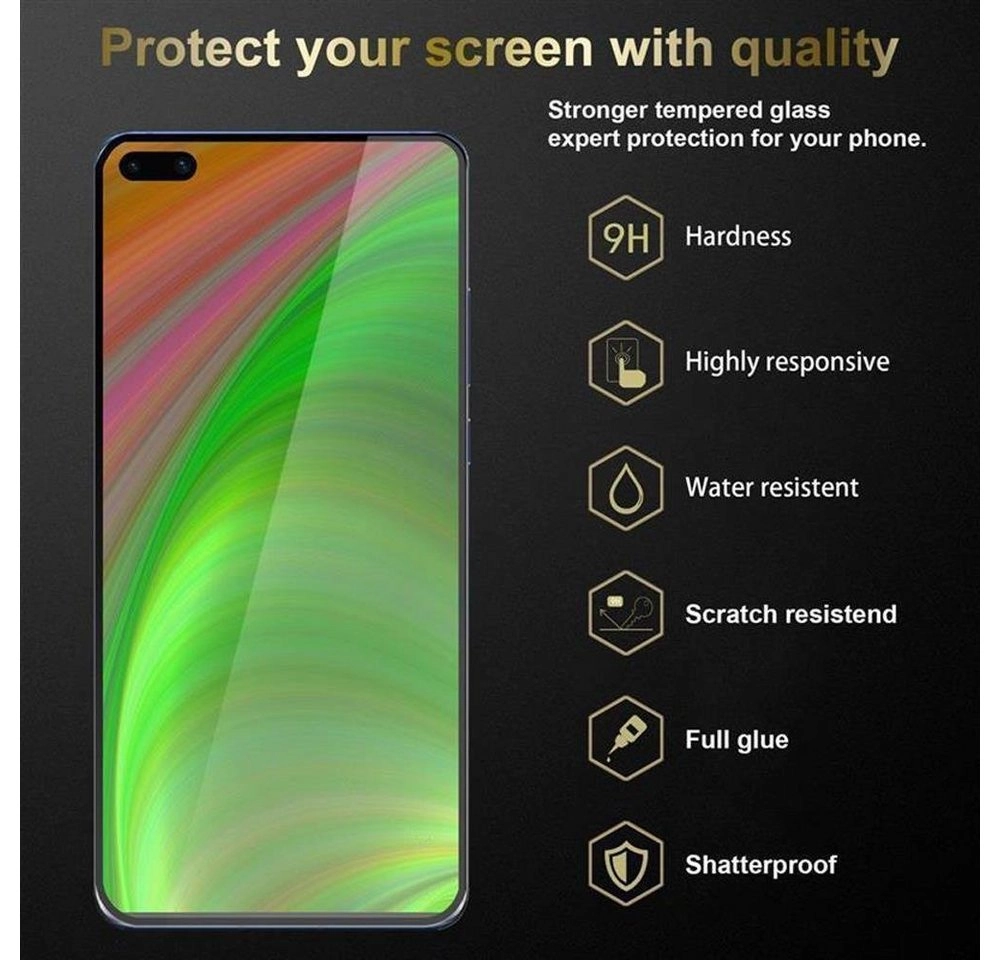 Cadorabo Vollbild Panzer Folie für Huawei P40 Schutzfolie in TRANSPARENT mit SCHWARZ Gehärtetes (Tempered) Display-Schutzglas in 9H Härte mit 3D Touch