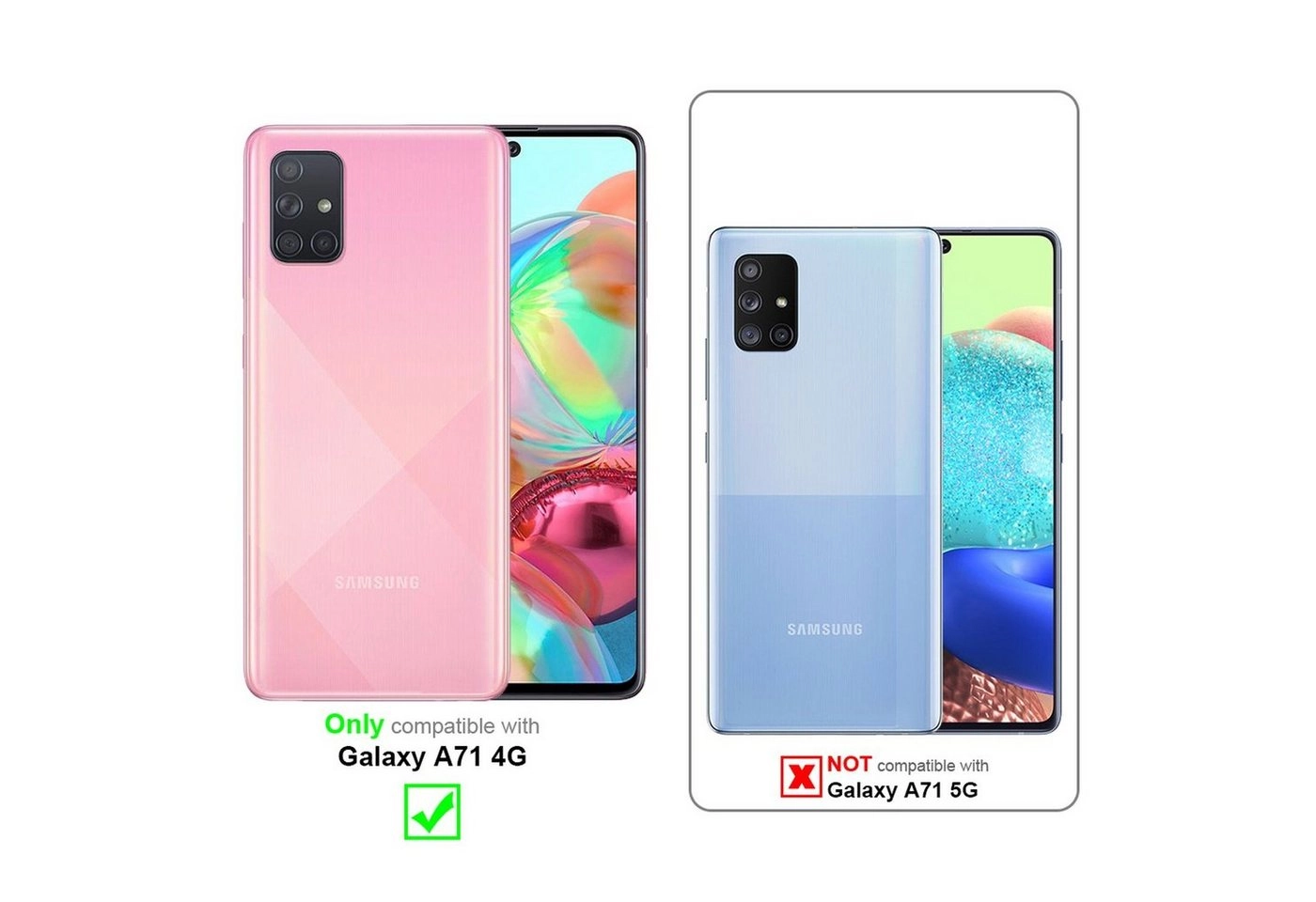 Cadorabo Vollbild Panzer Folie für Samsung Galaxy A71 Schutzfolie in TRANSPARENT mit SCHWARZ Gehärtetes (Tempered) Display-Schutzglas in 9H Härte mit 3D Touch