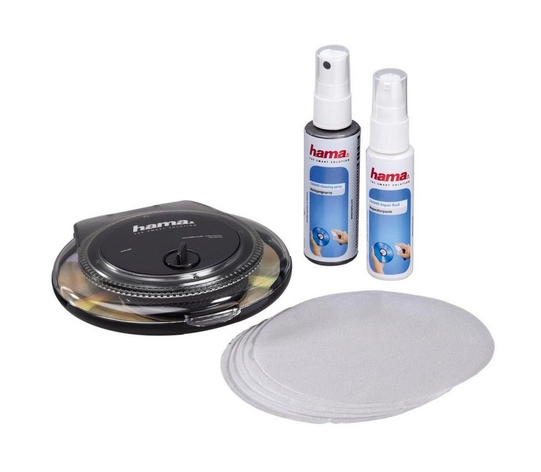 Hama Reinigungs-CD »CD-/DVD-Reparatur- & Reinigungsset«, - Bestandteil: Flüssigkeit, Paste - Set-Inhalt in Stück: 8 - Länge: 230 mm - Breite: 217 mm