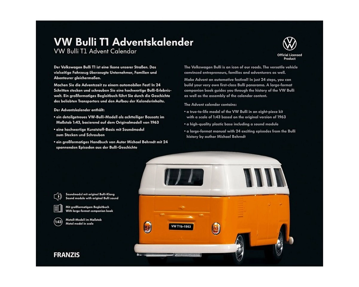 Franzis Adventskalender VW Bulli T1 orange/weiß