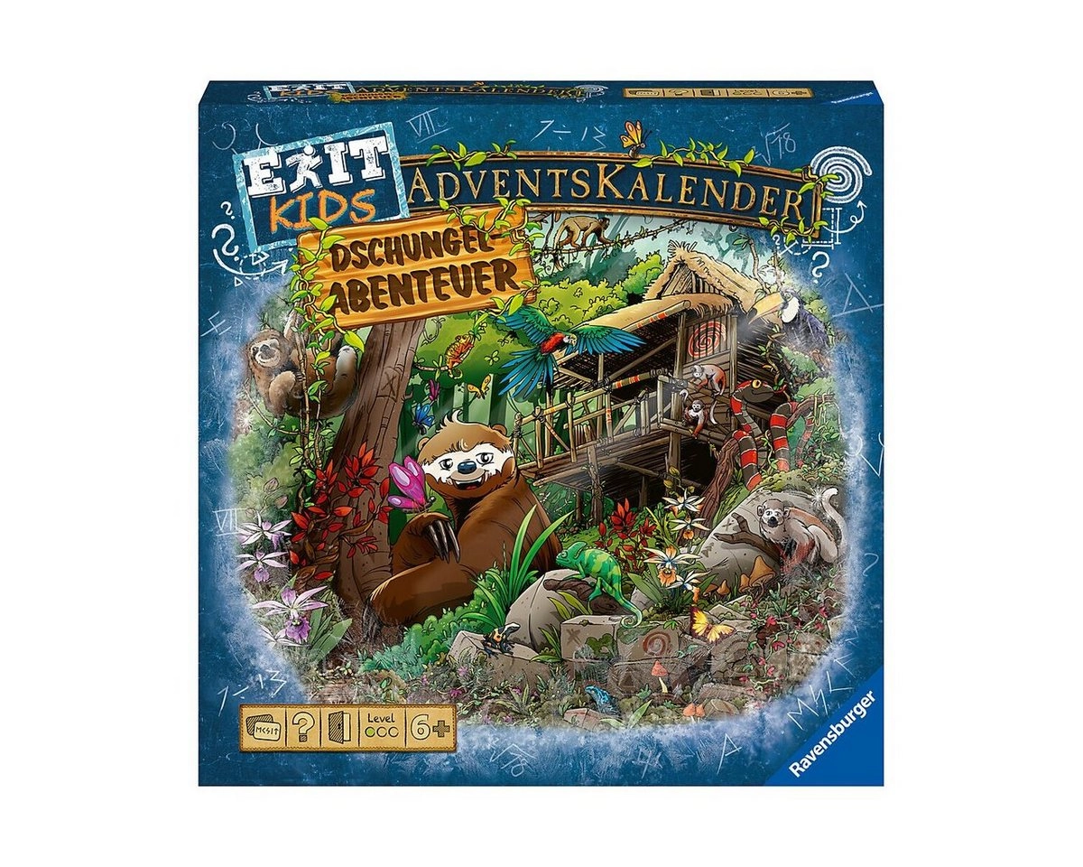 Ravensburger 18957 EXIT Adventskalender Kids: Dschungel-Abenteuer (24 Rätsel ab 6 Jahren)