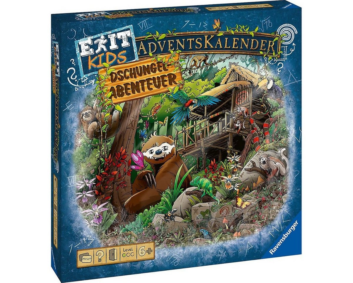 Ravensburger 18957 EXIT Adventskalender Kids: Dschungel-Abenteuer (24 Rätsel ab 6 Jahren)