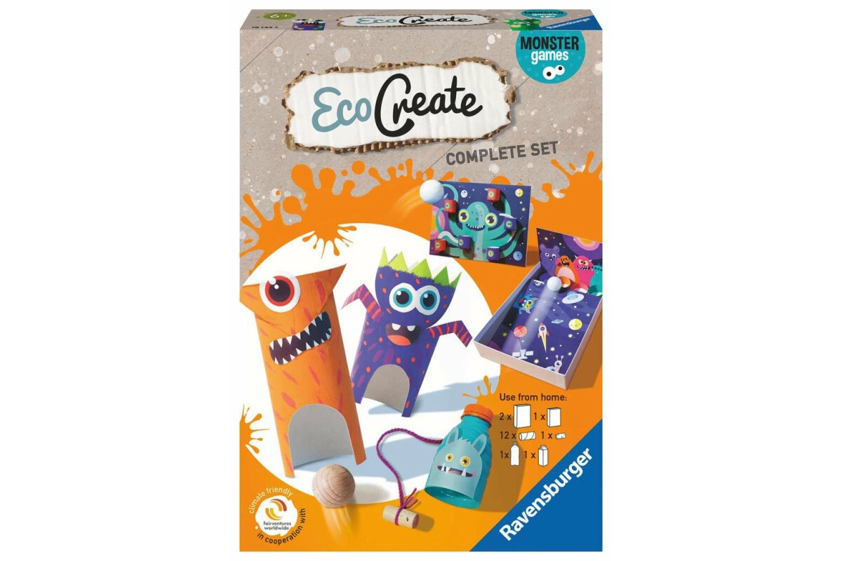 Ravensburger Eco Create Monster Games klimafreundliches Bastelspiel Recycling ab 6 Jahren