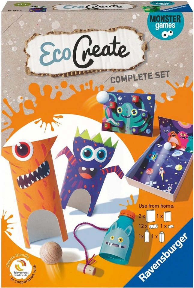 Ravensburger Eco Create Monster Games klimafreundliches Bastelspiel Recycling ab 6 Jahren