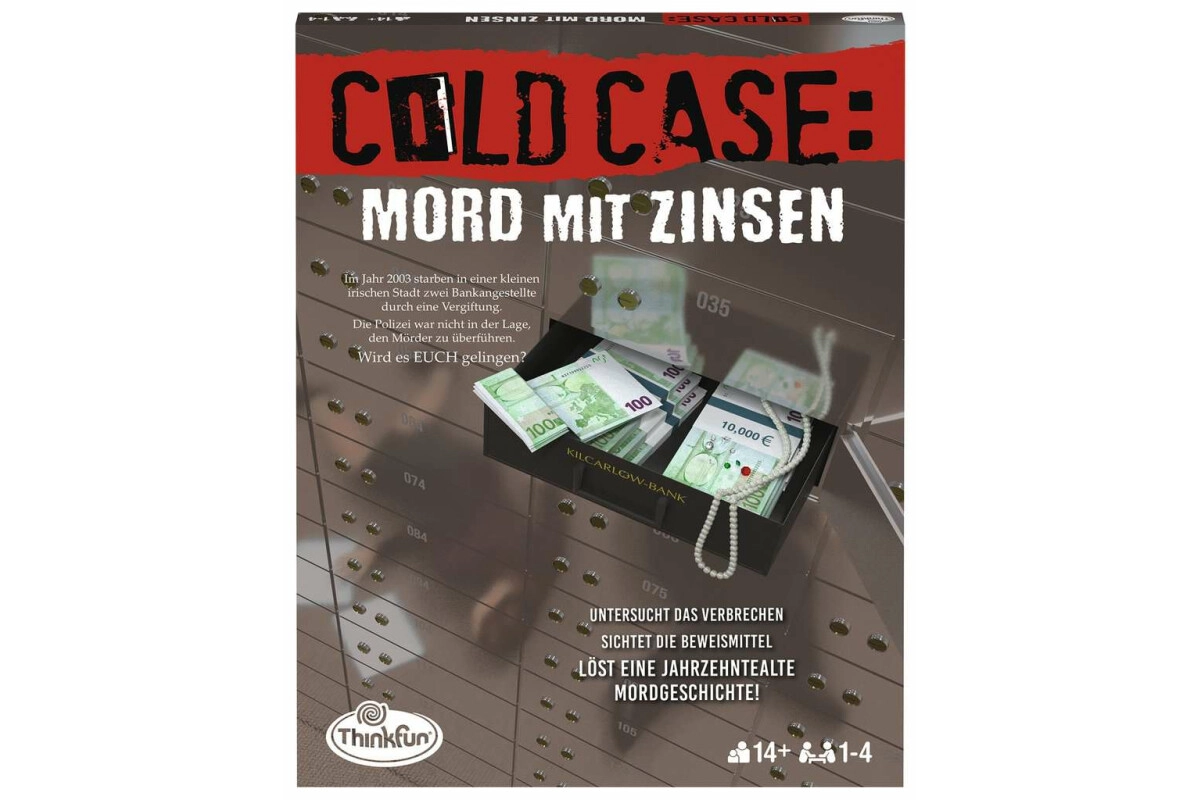 ThinkFun 76486 Cold Case Mord mit Zinsen Rätselspiel für Einen oder in der Gruppe ab 14 Jahren