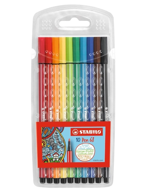 STABILO® Filzstifte Pen 68 10er Pack in Blister mit 10 verschiedenen Farben