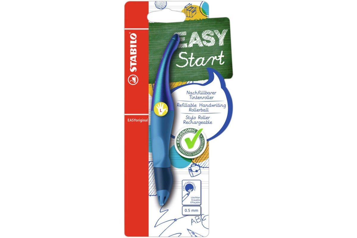 STABILO® Easy Tintenroller Linkshänder Holograph blau