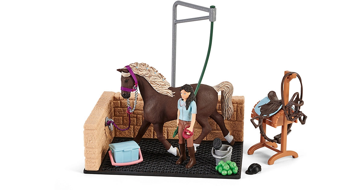 Schleich 42438 Horse Club Waschplatz mit Emily und Luna Pferdestall-Spiel ab 5 Jahren