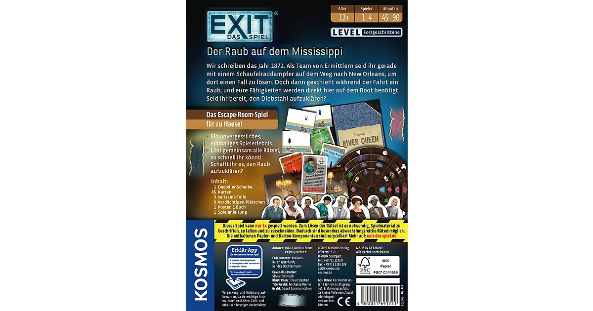 Kosmos EXIT - Der Raub auf dem Mississippi (für fortgeschrittene Escape Room Spieler)