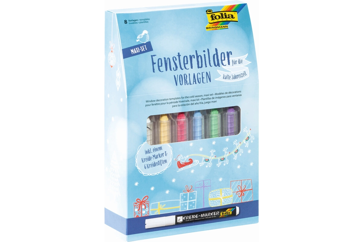 Folia Maxi Set Fensterbilder für die kalte Jahreszeit inklusive Malvorlagen