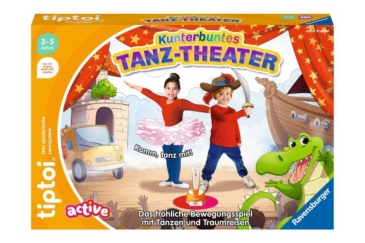 tiptoi® ACTIVE 00128 Kunterbuntes Tanz-Theater Bewegungsspiel für 1-6 Spieler ab 3 Jahren