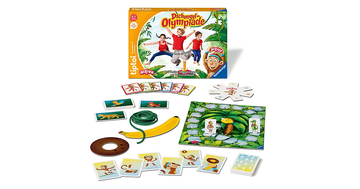 tiptoi® ACTIVE 00129 Dschungel-Olympiade Bewegungsspiel ab 4 Jahre für 1-6 Spieler