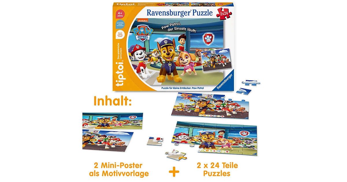 tiptoi® Puzzle 2x24 Teile für kleine Entdecker Paw Patrol für Kinder ab 4 Jahren