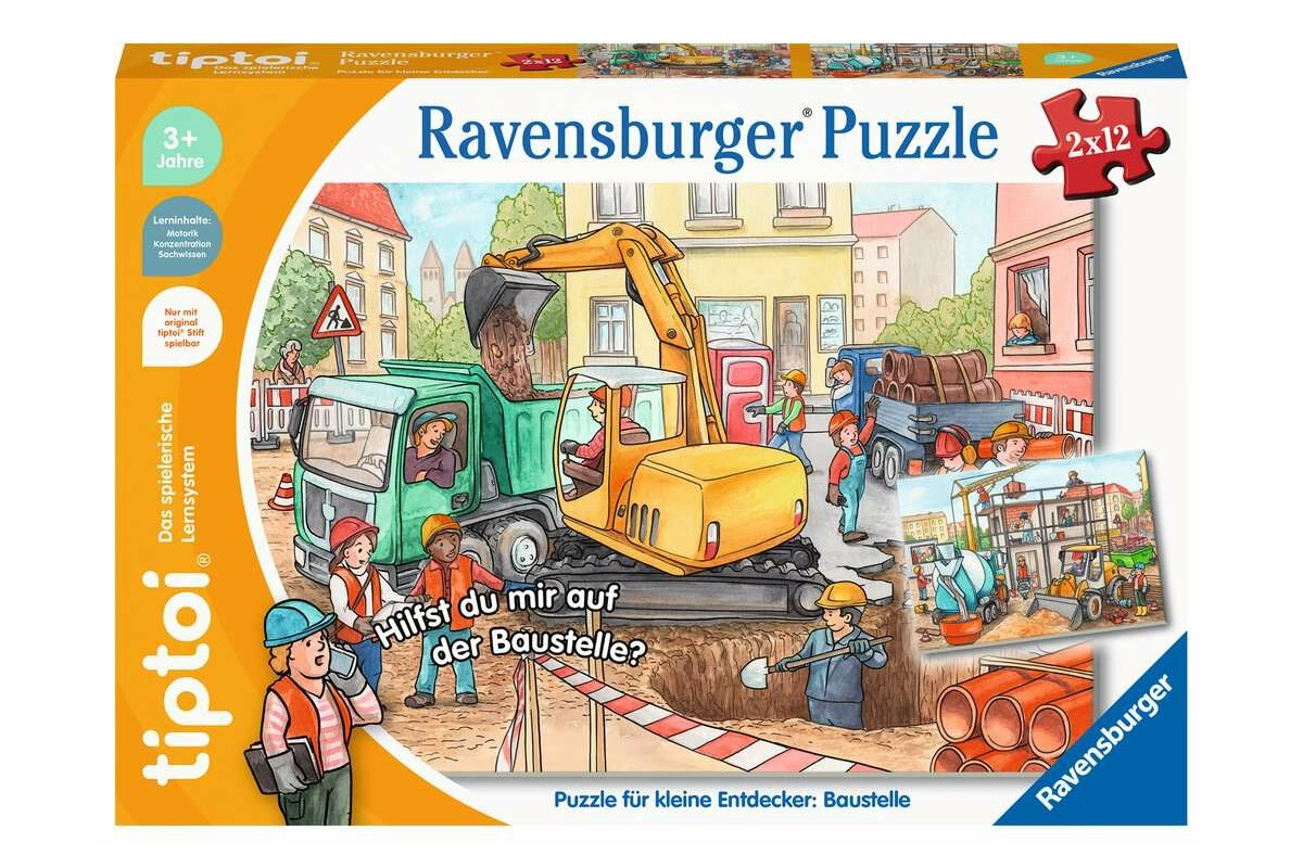 tiptoi® Puzzle 2x12 Teile für kleine Entdecker Baustelle für Kinder ab 3 Jahren