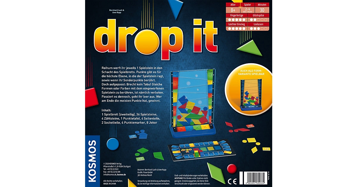 KOSMOS Drop It - Taktikspiel für 2-4 Spieler ab 8 Jahren