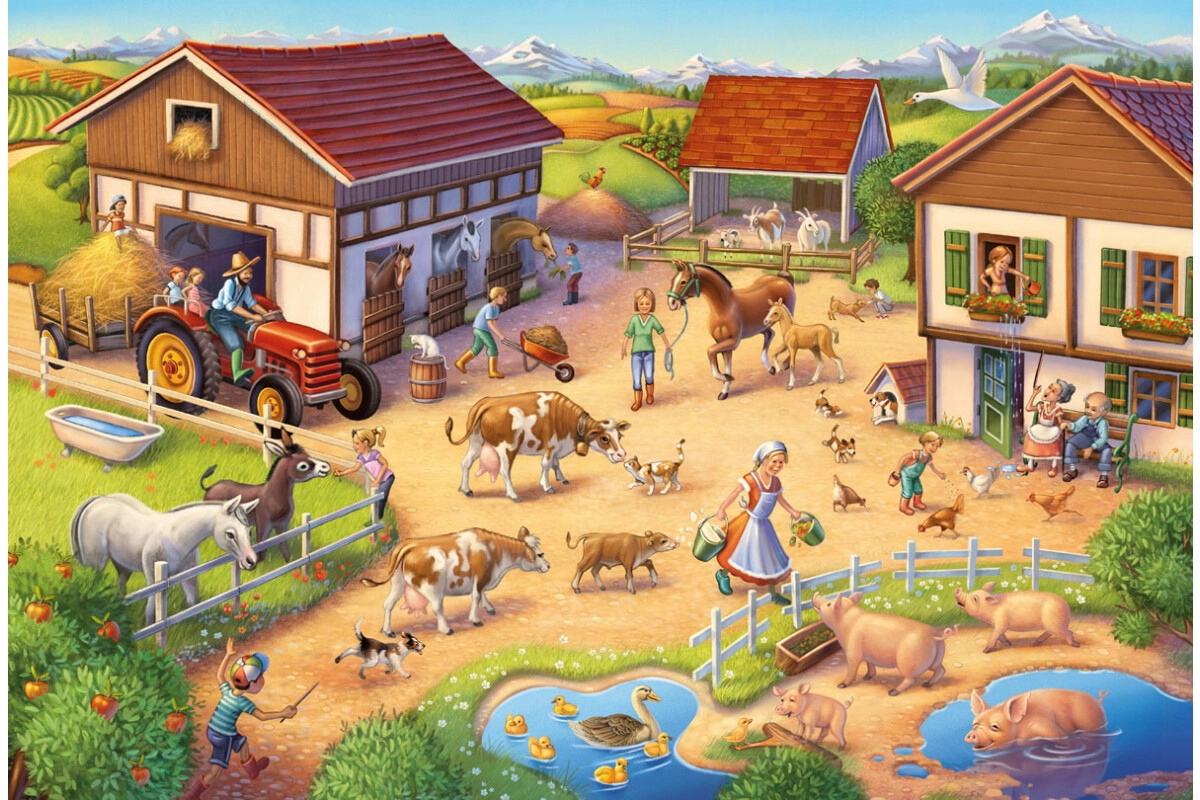 Schmidt Spiele Puzzle 40 Teile 56379 Lustiger Bauernhof + Add-on Bauernhof-Set