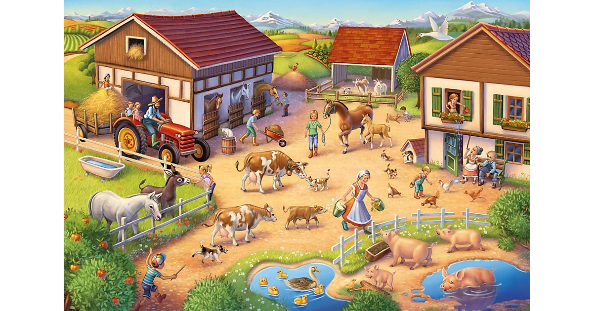 Schmidt Spiele Puzzle 40 Teile 56379 Lustiger Bauernhof + Add-on Bauernhof-Set