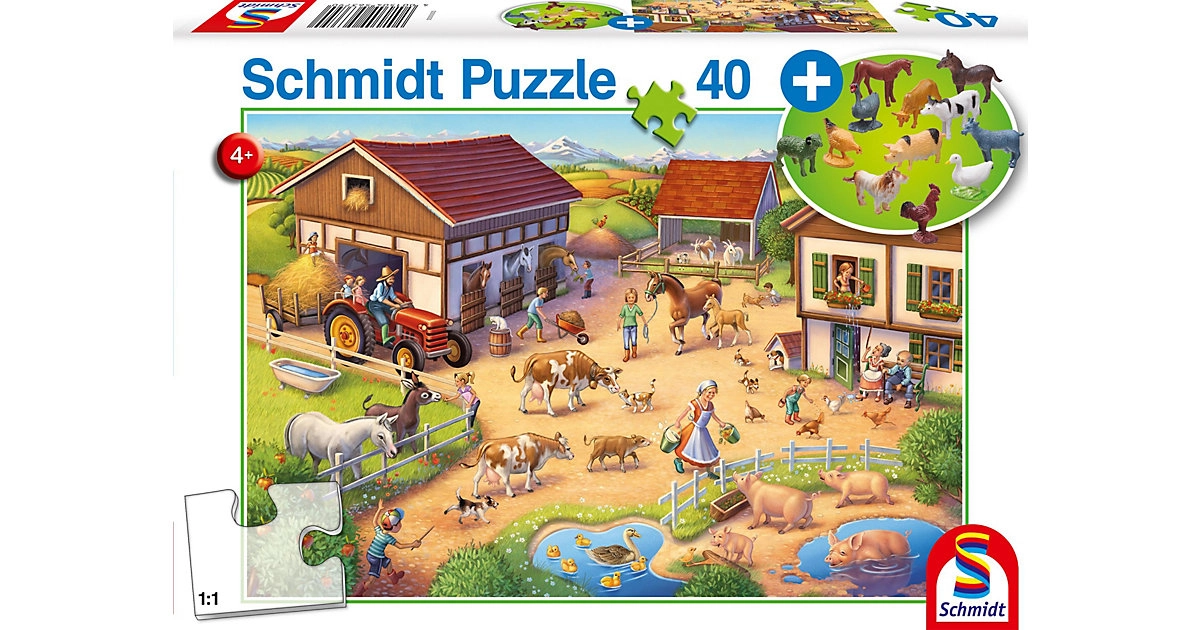 Schmidt Spiele Puzzle 40 Teile 56379 Lustiger Bauernhof + Add-on Bauernhof-Set