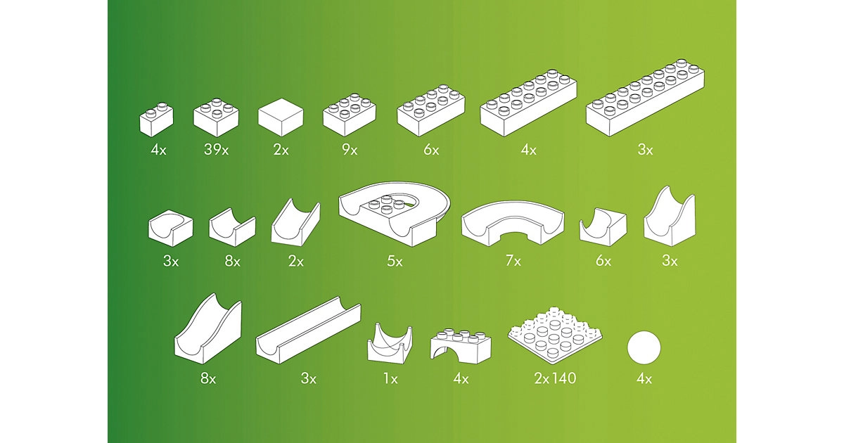 Hubelino Basis Baukasten für die Kugelbahn 420480 (123-teilig)