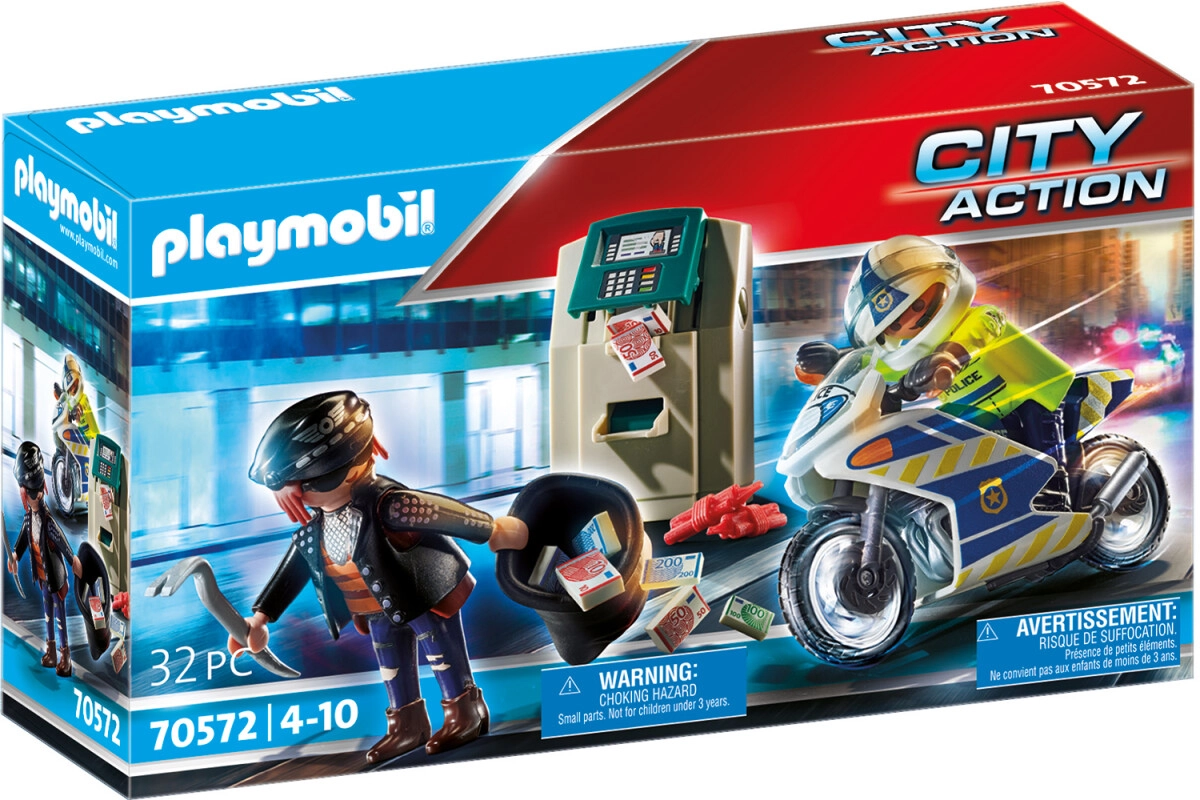 PLAYMOBIL® 70572 Polizei-Motorrad: Verfolgung des Geldräubers