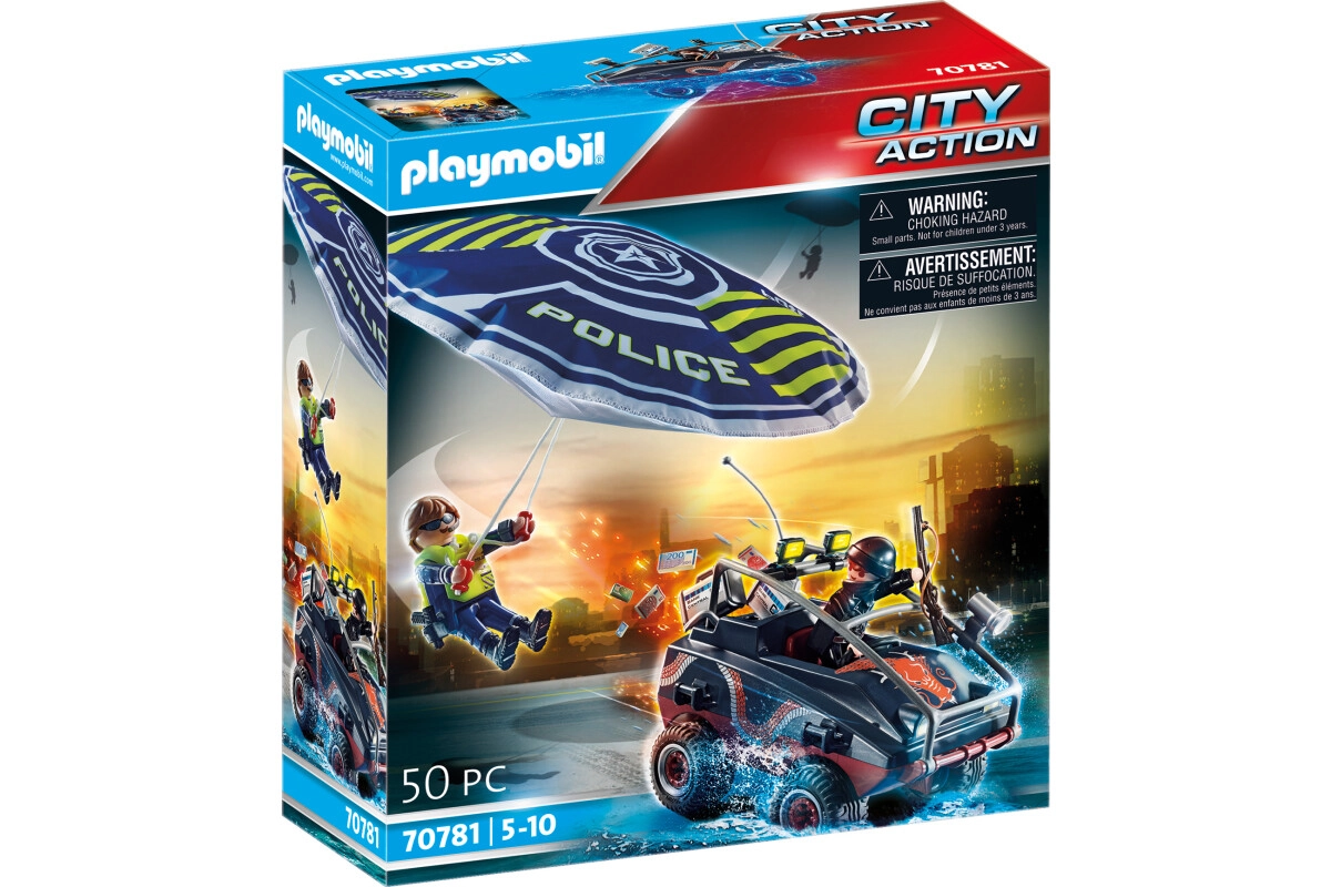 PLAYMOBIL® Polizei-Fallschirm: Verfolgung des Amphibien-Fahrzeugs