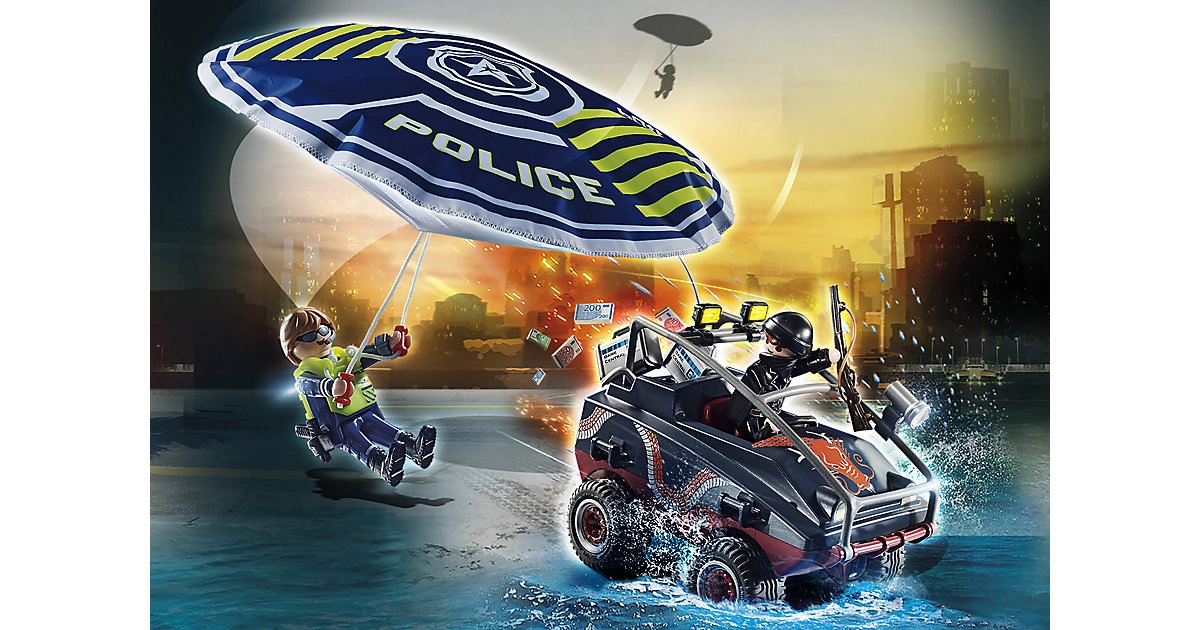 PLAYMOBIL® Polizei-Fallschirm: Verfolgung des Amphibien-Fahrzeugs