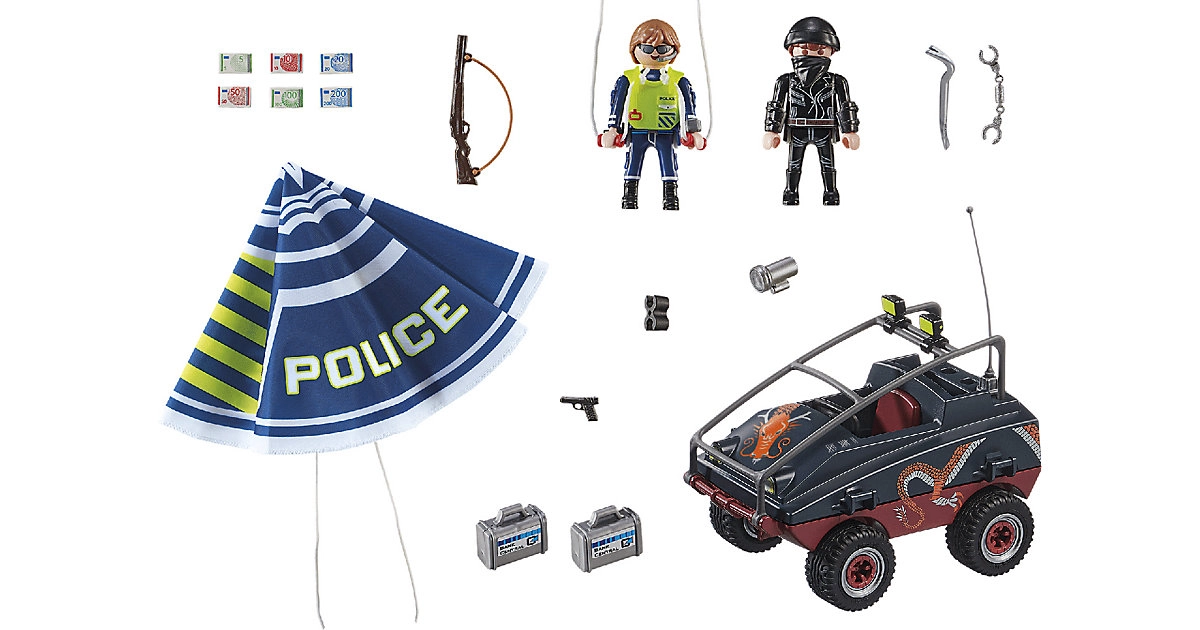 PLAYMOBIL® Polizei-Fallschirm: Verfolgung des Amphibien-Fahrzeugs