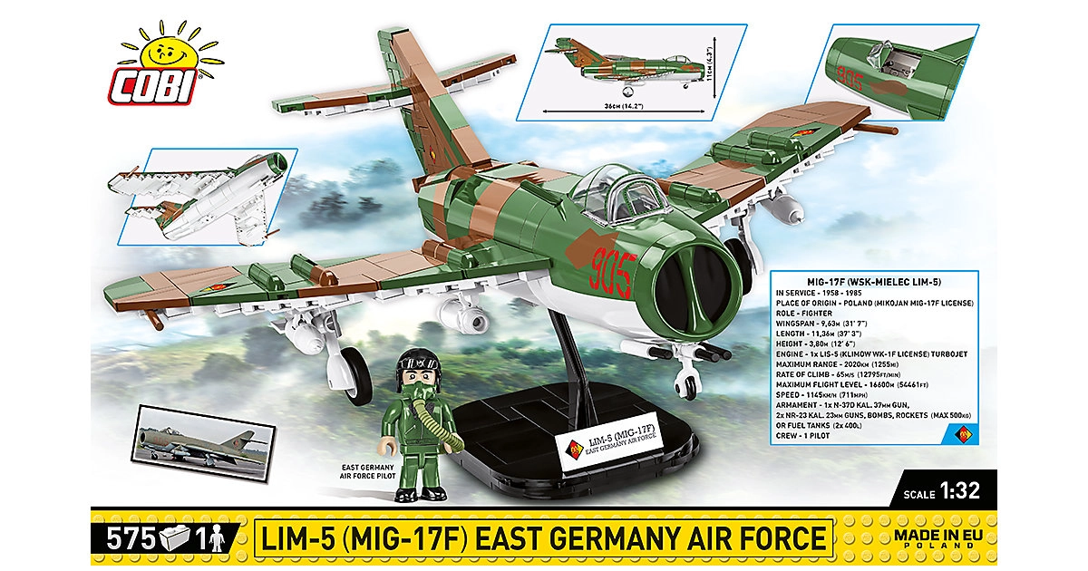 Cobi Historical Collection 5825 Kalter Krieg MIG-17F (LIM-5) East Germany Air Force