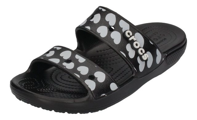 Crocs »CLASSIC SANDAL HEART PRINT black white« Plateausandale Black White