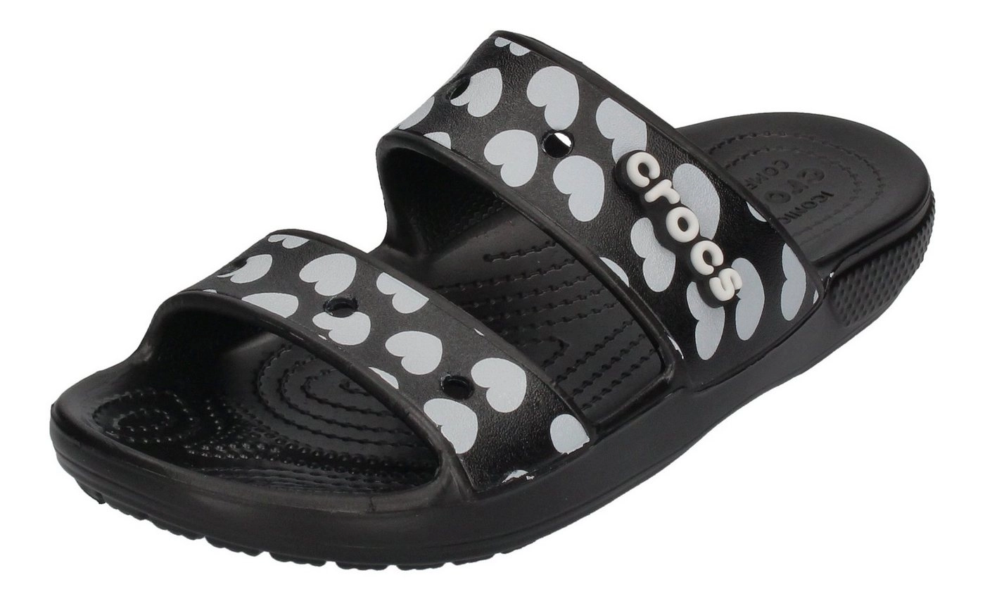 Crocs »CLASSIC SANDAL HEART PRINT black white« Plateausandale Black White