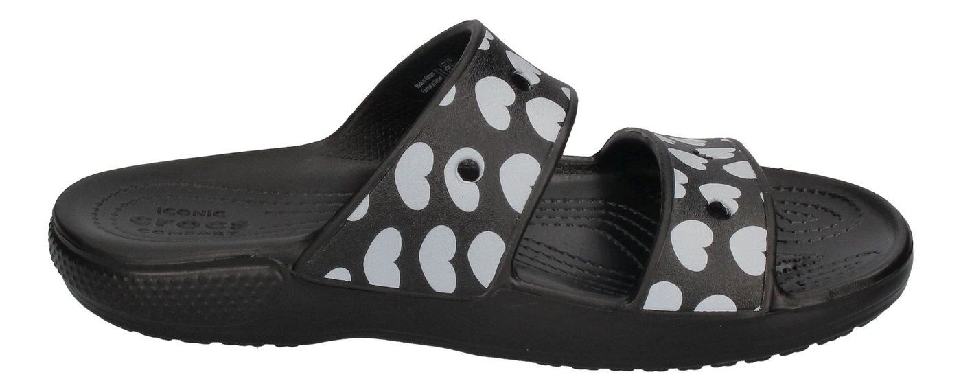 Crocs »CLASSIC SANDAL HEART PRINT black white« Plateausandale Black White