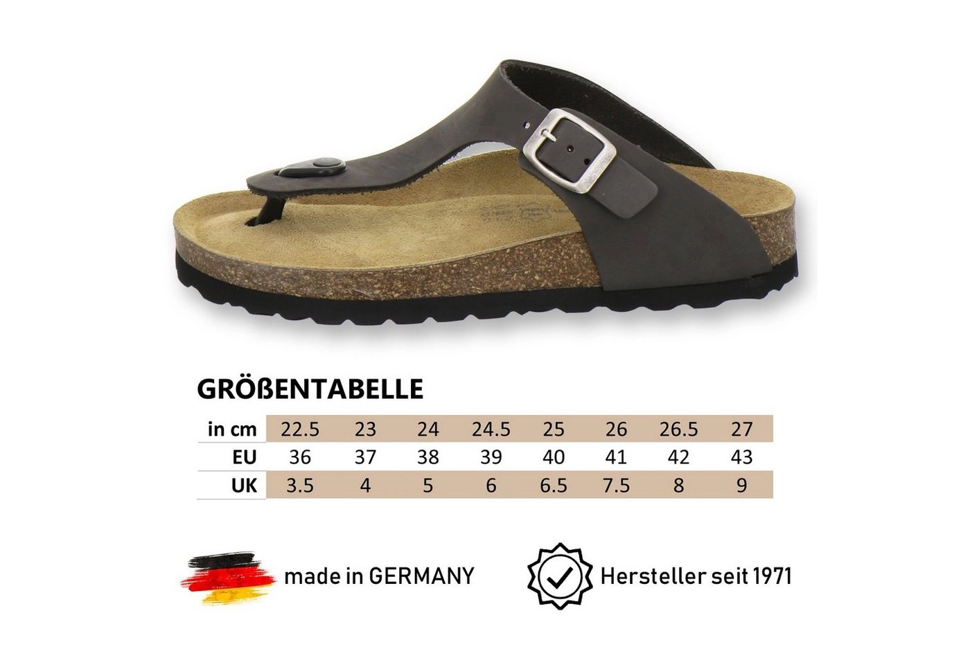 AFS-Schuhe »2107« Zehentrenner für Damen aus Leder mit Fussbett, Made in Germany