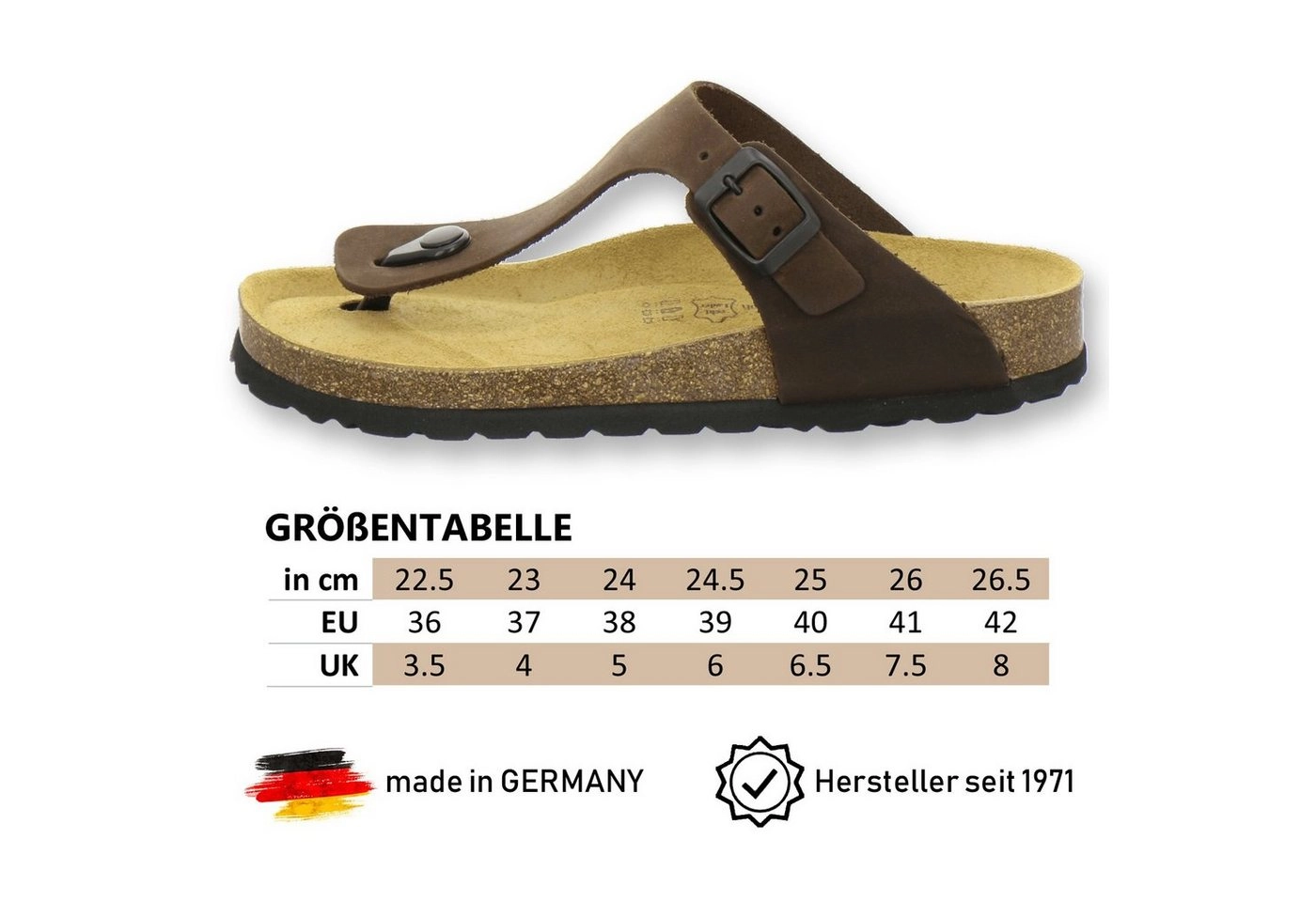 AFS-Schuhe »2107« Zehentrenner für Damen aus Leder mit Fussbett, Made in Germany