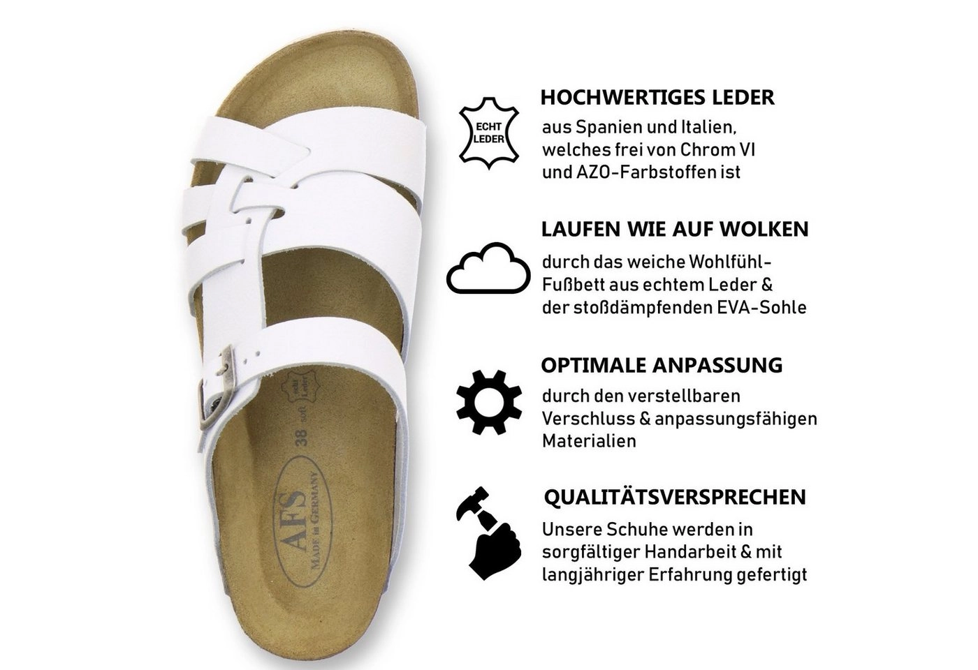 AFS-Schuhe »2122« Pantolette für Damen aus Leder mit Fussbett, Made in Germany