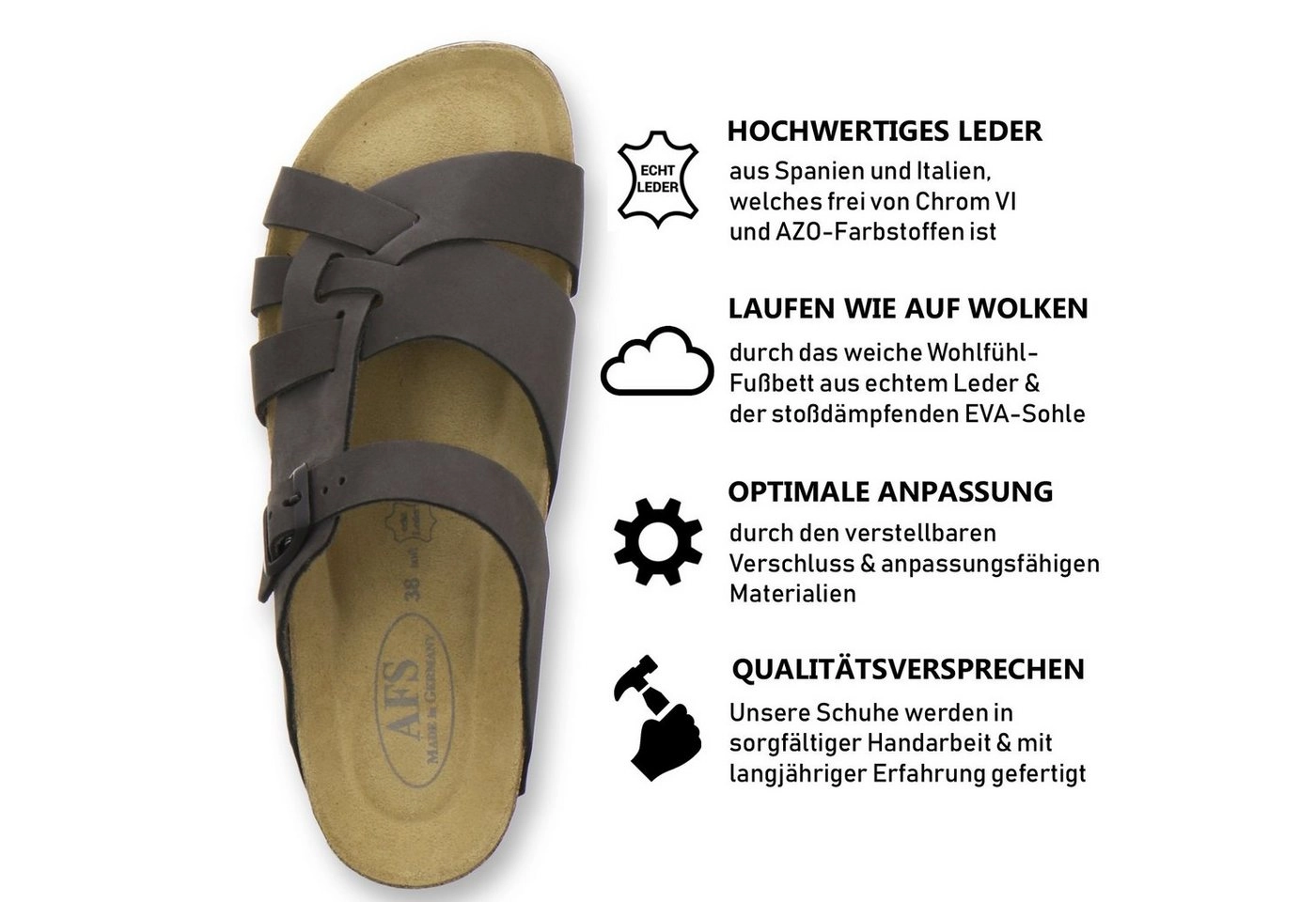 AFS-Schuhe »2122« Pantolette für Damen aus Leder mit Fussbett, Made in Germany