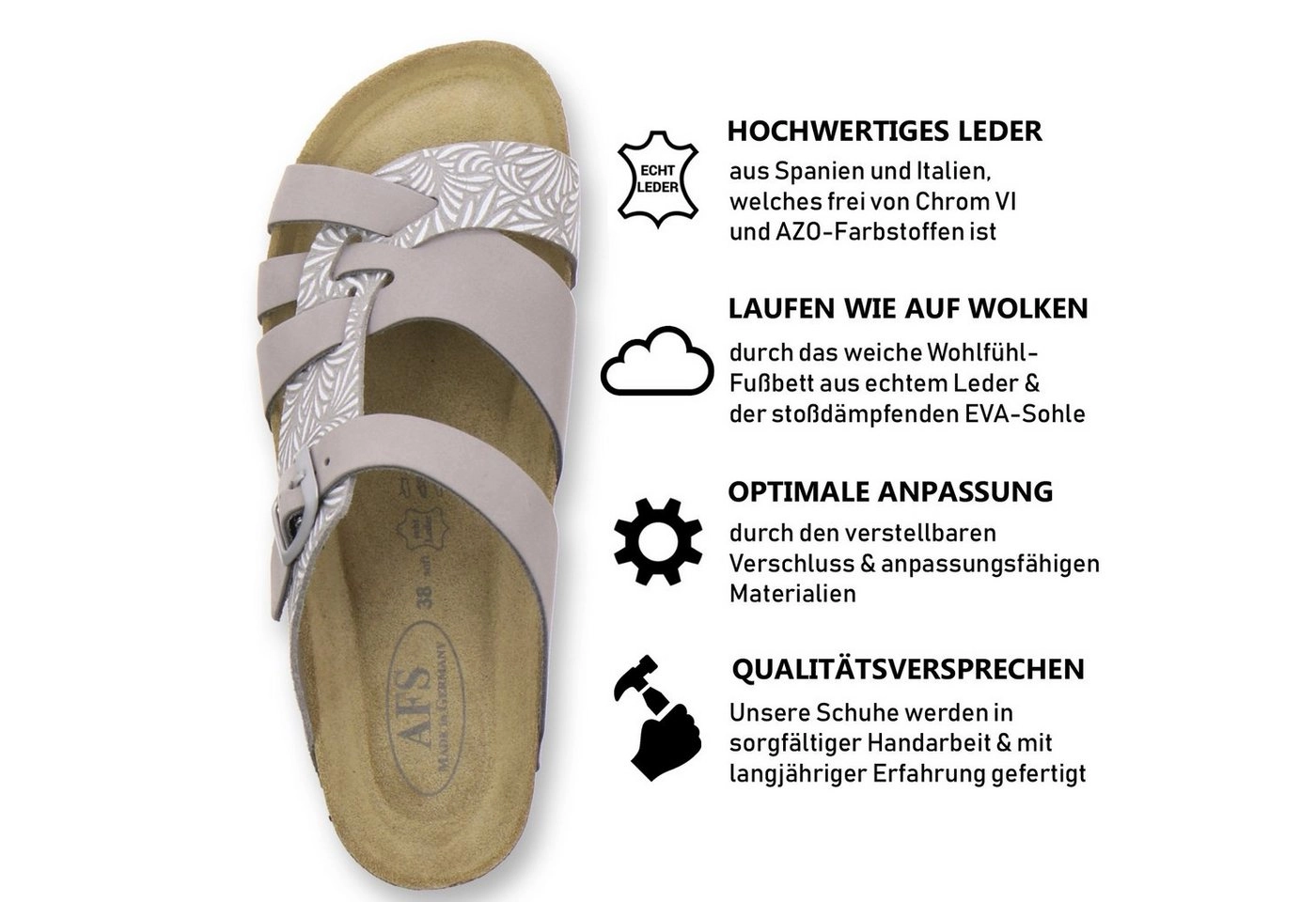 AFS-Schuhe »2122« Pantolette für Damen aus Leder mit Fussbett, Made in Germany
