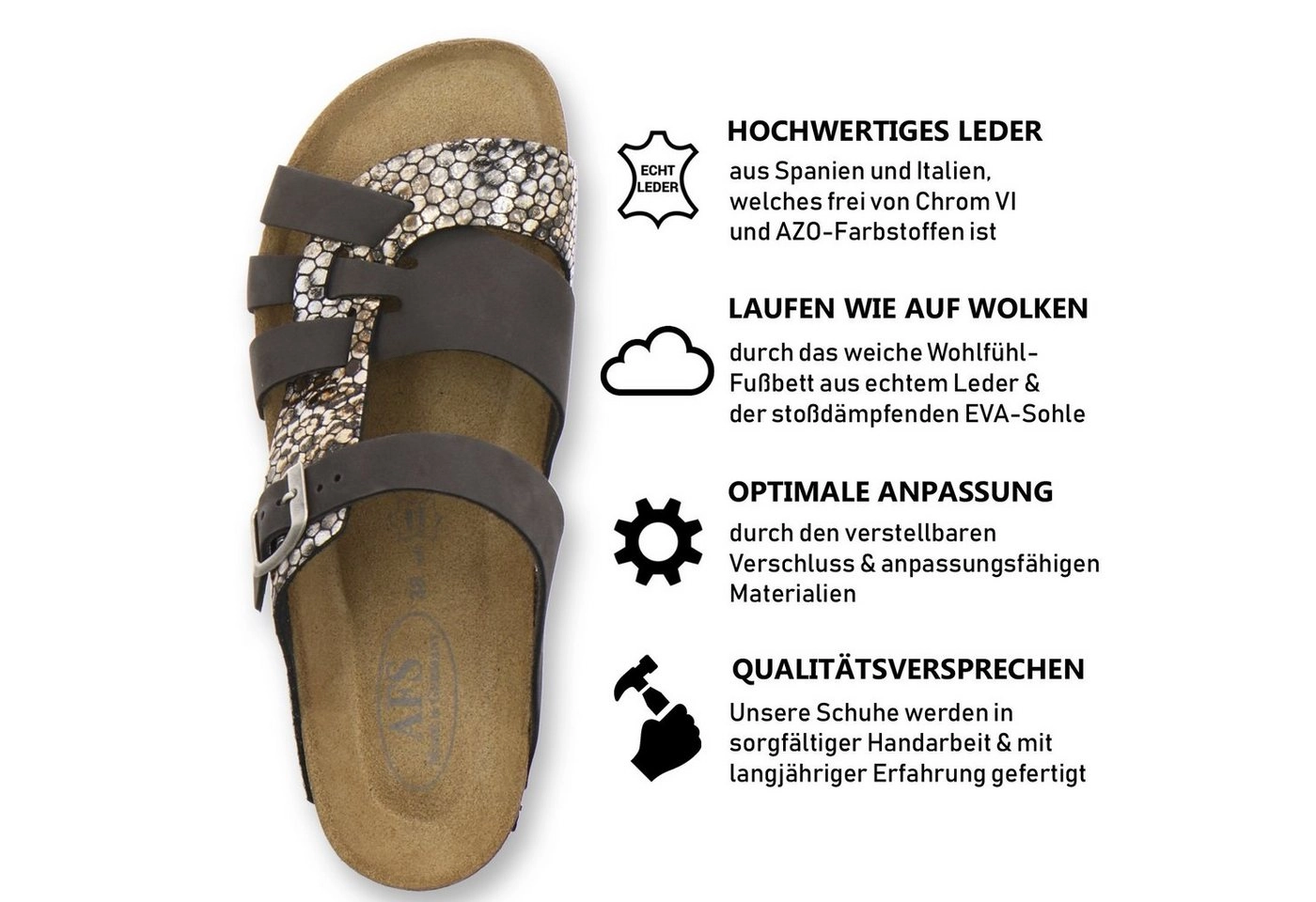 AFS-Schuhe »2122« Pantolette für Damen aus Leder mit Fussbett, Made in Germany
