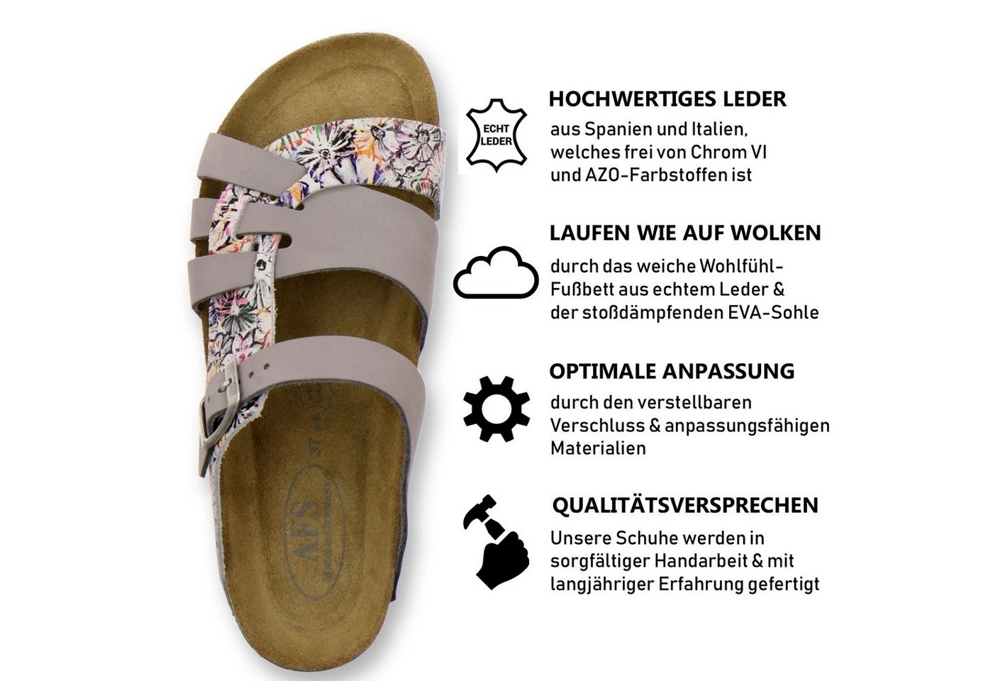 AFS-Schuhe »2122« Pantolette für Damen aus Leder mit Fussbett, Made in Germany