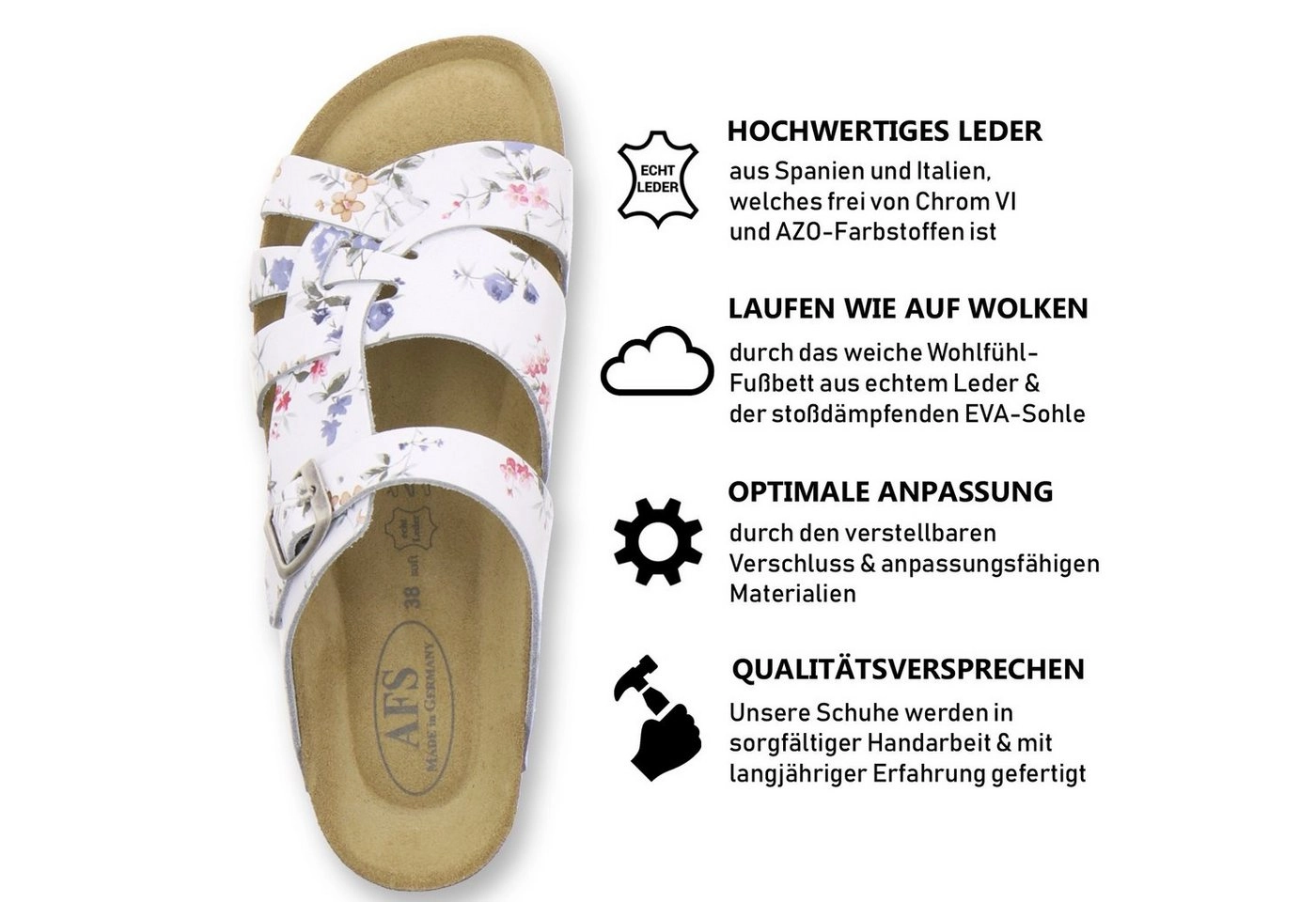 AFS-Schuhe »2122« Pantolette für Damen aus Leder mit Fussbett, Made in Germany