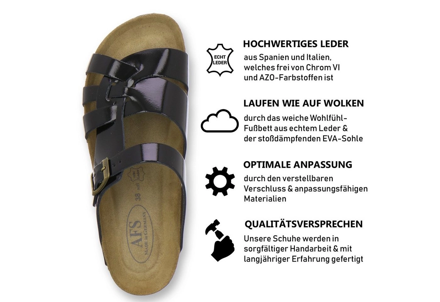 AFS-Schuhe »2122« Pantolette für Damen aus Leder mit Fussbett, Made in Germany