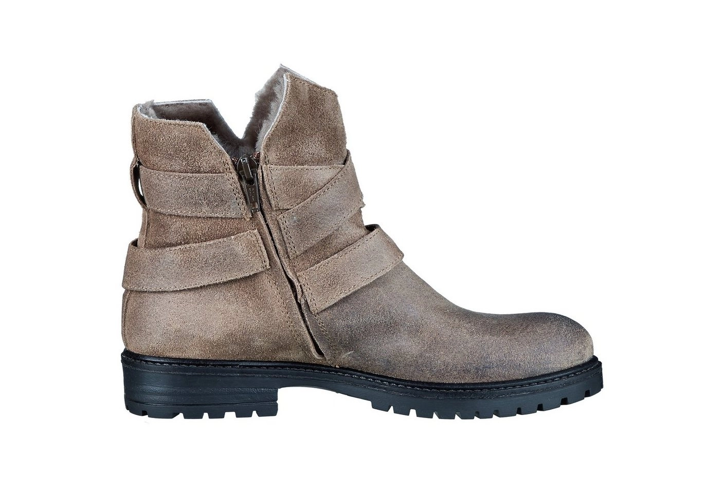 Momino »Momino Stiefel 4137 Damen Teens Stiefeletten Lammfell Leder Beige« Schnürstiefelette