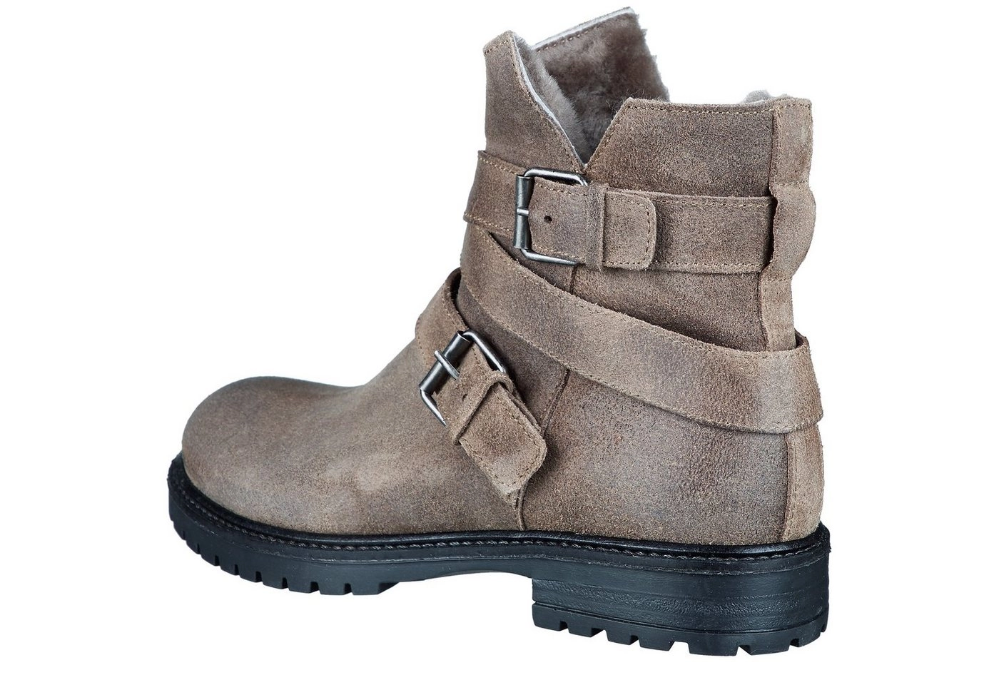 Momino »Momino Stiefel 4137 Damen Teens Stiefeletten Lammfell Leder Beige« Schnürstiefelette