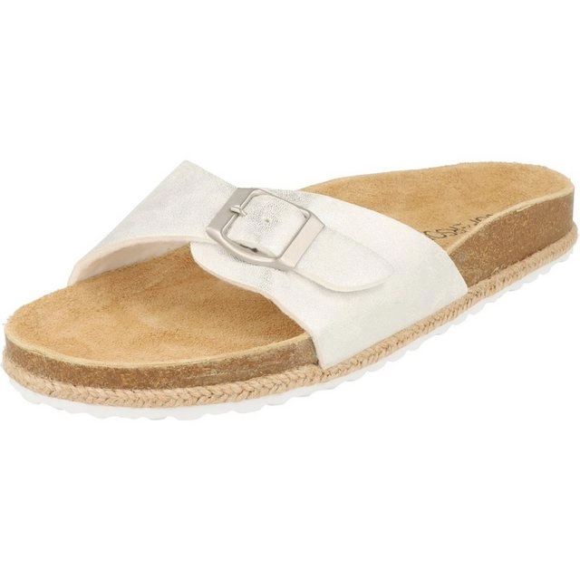 SUPERSOFT »Damen Hausschuhe Pantolette Leder-Fußbett 274-632 Silver Schnalle« Pantolette
