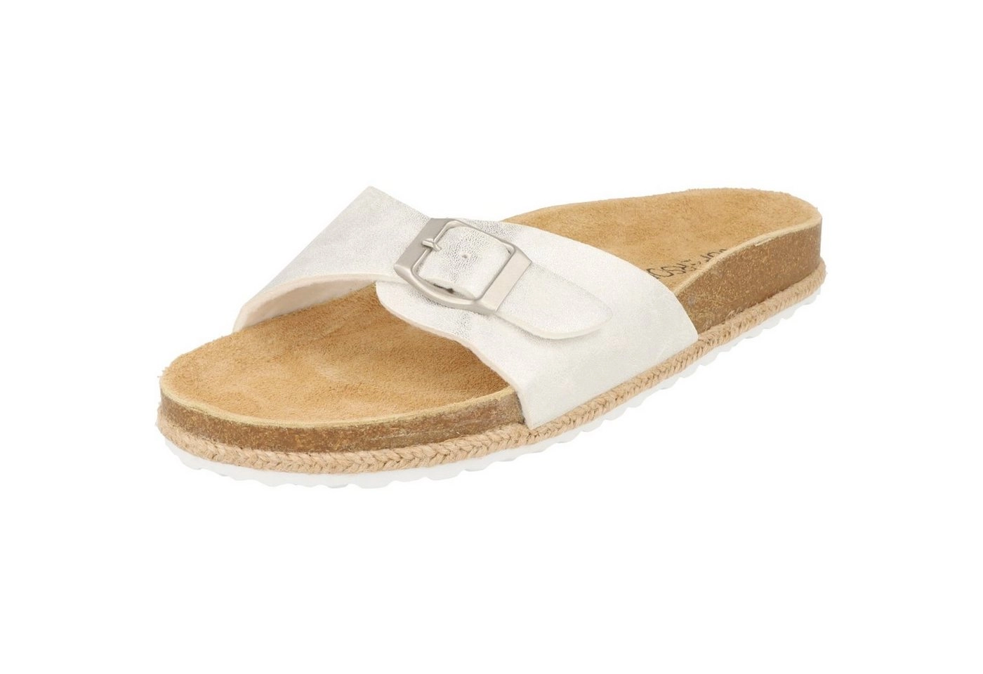 SUPERSOFT »Damen Hausschuhe Pantolette Leder-Fußbett 274-632 Silver Schnalle« Pantolette