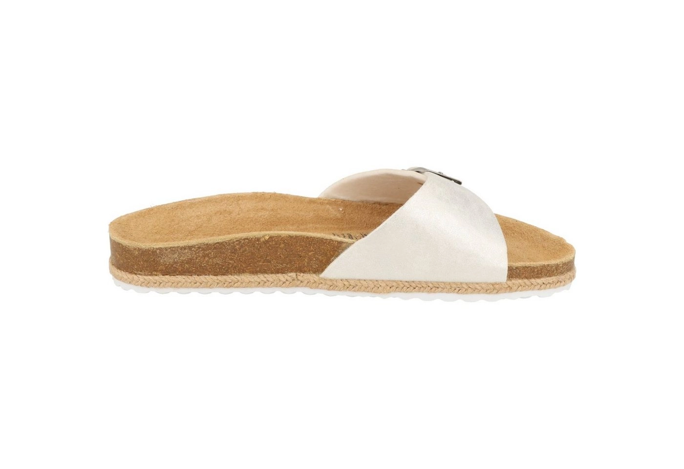 SUPERSOFT »Damen Hausschuhe Pantolette Leder-Fußbett 274-632 Silver Schnalle« Pantolette